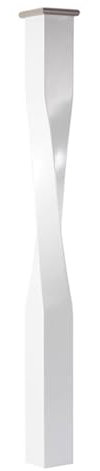 Oracra Modern Balusters Handrail for Staircase Interior, White Wood Single Twist Baluster Spindles Column, Elegant Banister Pole Decorative Railing(Newel Post)