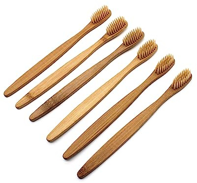 Pack Bambuszahnbürste aus Bambus für Mundpflege | Zahnbürste Holz, Mittelharten Borsten, Natürliches Design, 8 Stück
