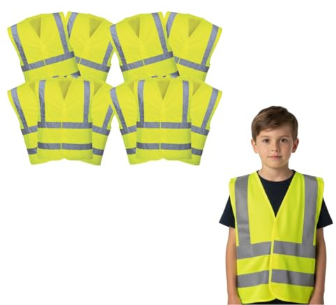 Hi-Vis Kids Reflective Safety Vests 12 Pack – High Visibility Neon Vest for Boys & Girls Cycling, Running, Walking, School & Outdoor Sports (Large)