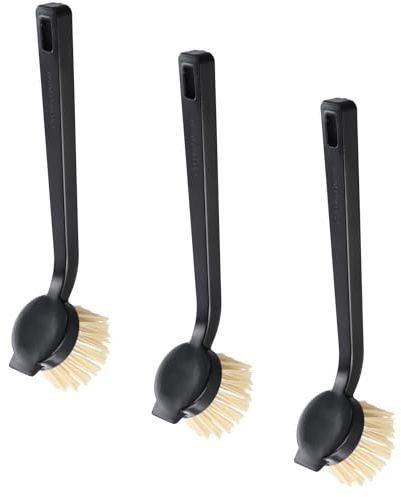 Ziyonix Washing Up Brushes, Pan and Pot Cleaning Brushes, Dish Brush with Durable Bristles, Black 3Pcs