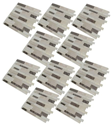 Hemobllo Lot De 10 Panneaux Muraux En Pvc : 30,5 x 30,5 cm, Autocollants Muraux Motif Marbre, Imperméables, Pour Cuisine Et Salle De Bain