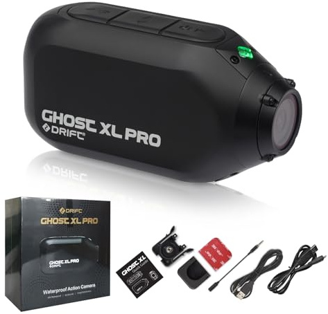 DRIFT Ghost XL Pro 4K Motorbike Action Camera 7H Battery Record Your Entire Ride 300°Rotating Lens 140°POV IPX7 Waterproof APP Control Easy Mount Everywhere Fit for Helmet, Bicycle