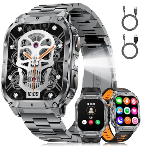 BENYAR SMART Montre Connectée Homme, 2.0 Smartwatch avec Appel Bluetooth/1000mAh Batterie/Torche LED, Montre Sport avec Cardio, Sommeil, 100+Mode Sportifs, IP68 Étanche pour Android iOS, Noir