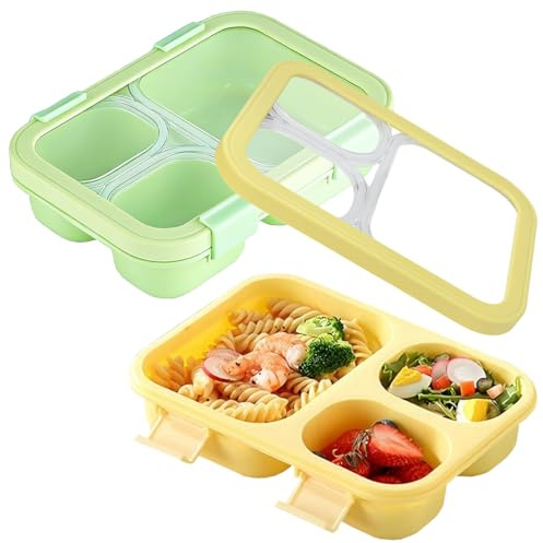 SLTAXAR 2 Stück Bento-Box Lunchbox mit Deckeln 850ml Brotdose 3-Fach Lebensmittelbehälter Lunchbox Erwachsene Lunch Box Wasserdicht Stapelbar Frühstücksdose Essensbox Jausenbox Brotzeitbox