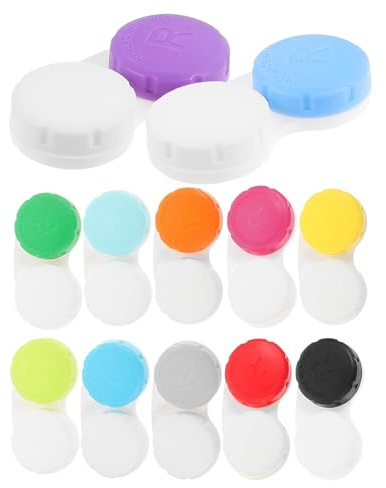 ibasenice 12pcs Colored Contact-Lens Holder Portable Dual Lens Case with Letters Compact Storage Box for Travel Daily Use Small Lightweight Container for Left Right Eyes