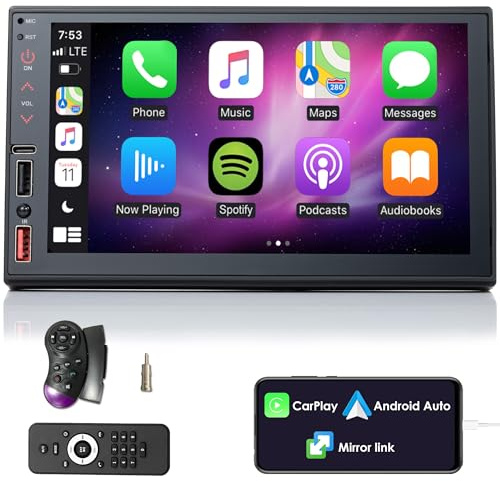 iFreGo Doppel Din Autoradio mit Wireless CarPlay & Wireless Android Auto, Autoradio Bluetooth, Autoradio mit Navi 7 Zoll Bildschirm,RDS/AM/FM Radio,GPS,7 LED Farben,Mirror Link,USB,Ladefunktion