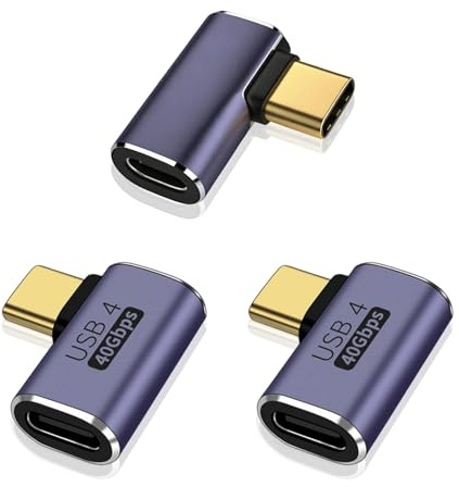 PaYuanRaoTi 3PCS USB C 90 Degree Adapter, 100W pour Connexion Stable, USB C vers USB C Coudé pour Charge Données Et Vidéo, USB C Coudé Adapter pour Appareils Compatibles