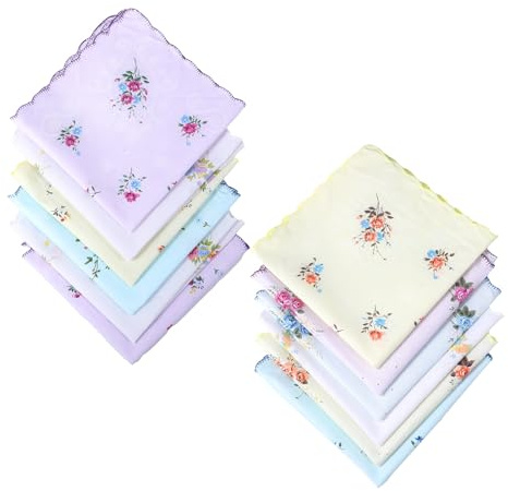Josojoou 12 Stück Stofftaschentücher Aus Baumwolle Vintage Weiche 30 X 30 Cm Taschentücher Mit Bunte Bestickte Blumenmuster Damen Gastgeschenk Für Teepartys Hochzeiten
