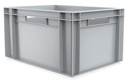 HomeHQ 3x 20 Litre Euro Stacking Container, Plastic Garage, Warehouse Storage Boxes 6 Pack (GREY)