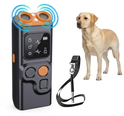 AAFGVC Hoffmarkt Barkify Vibrationshalsband für Hunde, Ultraschall Anti-Bell Trainer mit 4 Modi und LED Licht, USB Wiederaufladbar, Tragbar für Training Spaziergang und Reise