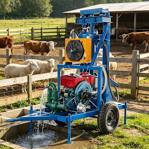 Mini plate-forme de forage portable pour puits d'eau, compacte, légère et économe en énergie pour les fermes, l'arrosage du bétail, les zones éloignées en extérieur et le bricolage résidentiel