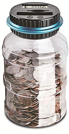 LemonBest Digital UK Coins Automatic Counting Money Box Jar LCD Display Transparent Large Capacity Gift for Kids