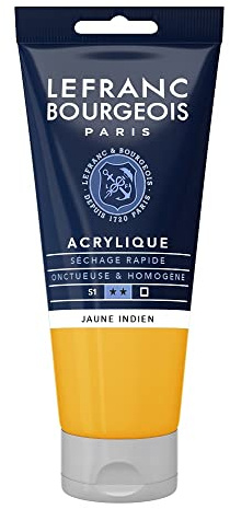 Lefranc Bourgeois 300373 Fine Acrylfarbe - Indischgelb, 80ml Tube, cremige Acrylfarbe auf Wasserbasis, schnell trocknend, lichtecht, wasserfest