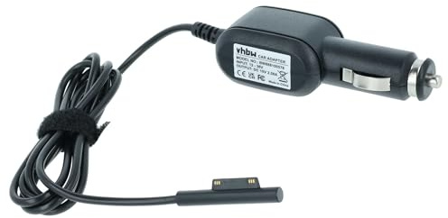 vhbw KFZ-Ladekabel kompatibel mit Microsoft Surface Book 2 | Go Notebook, Tablet - 12V Ladegerät Schwarz 2.58 A