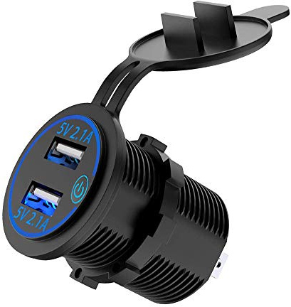 Meipire Chargeur USB, Prise USB 5V 4.2A Affichage LED Avec Interrupteur Tactile, Pour Véhicules 12V ~ 24V RV Bateau Moto SUV Camion Caravane Marine (1PCS)