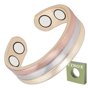 YINOX CPR-0950S-S Tri Tone Magnetischer Kupferring für Arthritis mit Gesundheits-Heilmagneten hinzugefügt Manschette Damen Herren