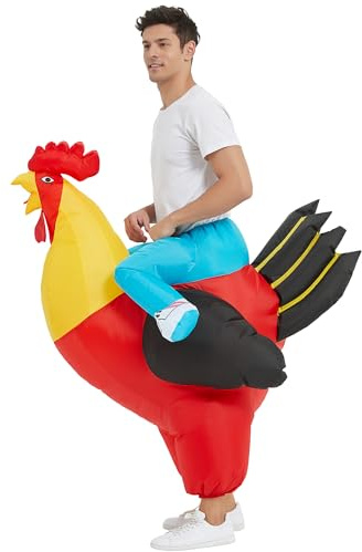 JYZCOS Aufblasbares Hahn Kostüm für Erwachsene, Huhn, Junggesellenabschied, Halloween, Tierkostüm