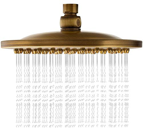 HomeLava Antik Messing Regendusche Duschkopf, 8 Zoll Rund Brausekopf Kopfbrause Regenduschkopf Ersatzduschkopf Retro Bronze 20×20 CM