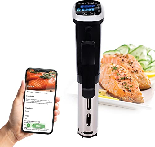 MakeCuisine Roner Sous Vide para cocina a baja temperatura y al Vacío/THERMOCOOKER MC-SV1 WIFI / 1200 W/Control por APP con mas de 100 recetas e indicaciones
