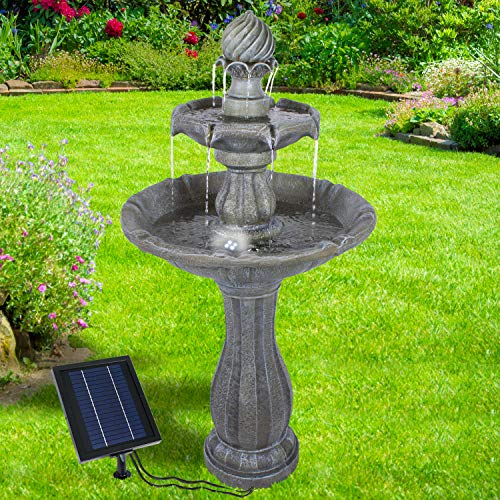 Solar Gartenbrunnen Brunnen Solarbrunnen Zierbrunnen Vogelbad Wasserfall Gartenleuchte Teichpumpe - Springbrunnen Wasserspiel für Garten, Gartenteich