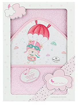 Interbaby Asciugamano con cappuccio per neonato PARACAIDISTA in rosa - 560 g
