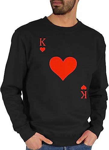 Shirtracer - Sweater Pullover Sweatshirt Herren Damen - & Fasching - Herz König Spielkarte I King Queen Kartenspiel Karneval Herzkönig Spielkarte Herzkönig Karte I Poker King of Hearts
