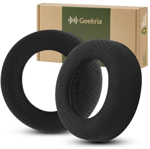 Geekria Comfort Mesh-Stoff Ersatz-Ohrpolster kompatibel mit Sony PlayStation 5 Pulse 3D PS5 Headset, Memory-Schaum mit Entfernungswerkzeug (Schwarz)