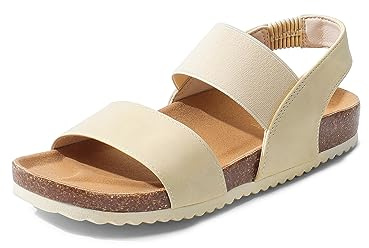 DREAM PAIRS Espadrillas da Donna con Punta Aperta Sandali Eleganti con Plateau Sandali con Zeppa Elastici con Cinturino alla Caviglia,Size 39,Beige,SDPW2202W-E