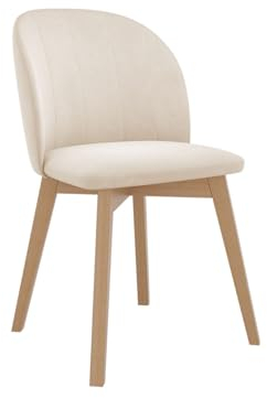 Mirjan24 Esszimmerstuhl Fresote, Sessel, Polsterstuhl, Buchenholz Beine, Samtbezug Loungesessel für Arbeitszimmer, Wohnzimmer, Schlafzimmer, Küche, Farbauswahl (Natur, Magic Velvet 2250)