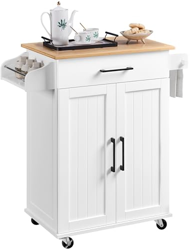 Yaheetech Carro de Cocina con Ruedas Carrito Servicio 60x40x88,5cm Blanco