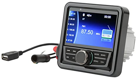 Estéreo Marino, Receptor de Radio para Barcos a Prueba de Agua, Pantalla Digital, Reproductor de Medios Estéreo para Barcos Marinos con MP3 MP5 USB AM FM AUX, Medidor de Radio Receptor, para Yates