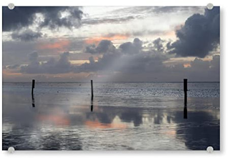 artboxONE Acrylglasbild 150x100 cm Natur Nordsee Strand, Meer & Gezeiten - Bild ebbe buhnen ebbe