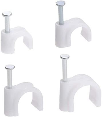 Sujetacables multiusos Clips Clips de cable Soporte de alambre, 6 mm 8 mm 10 mm 12 mm Clips de alambre de cable Clavo en alambre Abrazaderas de clavo Organizador de cable Titular de corbata 400 piezas