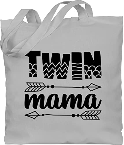 Shirtracer Baumwolltasche - Taschen - Twin Mama I Geschenk Mutter Zwillinge - Unisize - Hellgrau - tasche zum muttertag mom zwilling beutel muttertagsgeschenk von kindern mutti einkaufstasche