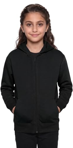 GW CLASSY OUTFIT Kids Girls Boys Zipper Hoodie Unisex Fleece Zipper Top Jacket PE School Sweat Hoodie Casual Fashion UK Size 4-13 Years (9-10 Years, Black)