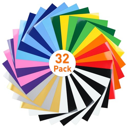 Lya Vinyl Plotterfolie Textil, 32 Stück Flexfolie Plotter Textil 30,5cm x 20,5cm für Cricut und Silhouette Cameo, Textilfolie Plotter für DIY Stoff und Shirt