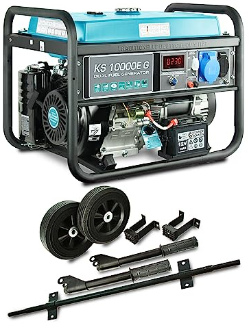 KS 10000E G DUAL FUEL series LPG/petrol outdoor generator with Transportation kit KS 10 KIT with a maximum power of 8000W, overload and short circuit protection, 100% copper winding