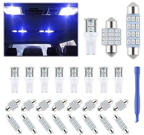 iFunyLED 24 Pieces Dome Light LED Car Interior Bulb Kit Set 194 T10 DE3175 578 31mm 42mm Bulbs Interior Replacement Lights for Car Map License Plate Door Side Marker Cornering Trunk Light - Blue