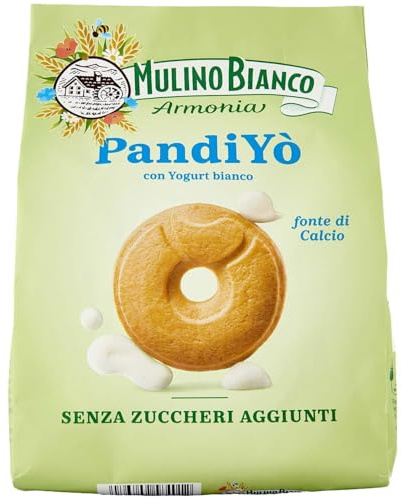Mulino Bianco PandiYò, Fonte di Calcio, Biscotti Senza Zucchero, 270g | Biscotti Senza Zuccheri Aggiunti con Yogurt Bianco e Maltitolo, Mulino Armonia