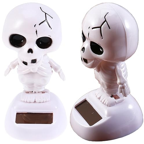 TEHAUX 2st Solar Solar Figur Wackelfigur, Wackelfigur Skelett, Solarfigur Halloween Wackelkopf Skelett Tanzende Skelettdekoration Solarenergie-tanzfigur Wackelkopffiguren Halloween Dekoration