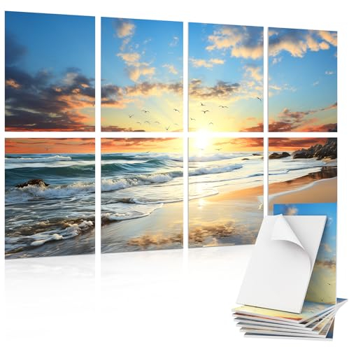 TONOR 8 Pack Paneles Acusticos de Arte Autoadhesivos, 48X32 Paneles Absorbentes de Sonido, Paneles Decorativos Insonorizantes, Tratamiento Acústico para Estudio de Grabación, Oficina, Playa