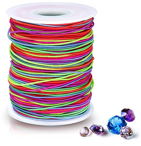 Alyvisun 1mm x 100m Filo per Braccialetti, Durevole Arcobaleno Filo per Braccialetti Adatto per Fare Gioielli DIY, Bracciali, Collane, Artigianato, Decorazioni (Colorato)