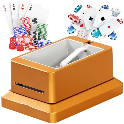Automatischer Kartenhändler Shuffler Shuffle Blackjack Texas Hold'em Kartenhandel Maschine - Wiederaufladbar, 360° drehbar, 4 Decks, bis zu 8 Spieler - Vollautomatisch, Blau