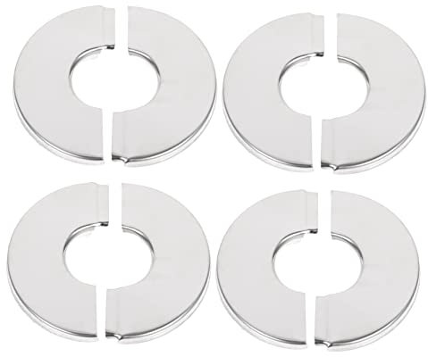 HOMSFOU Abdeckplatten Dekorative Rohrabdeckung Rund für Wandlöcher Edelstahl 4 Stück Silberfarben Einfache Montage für Wasser und Gasleitungen
