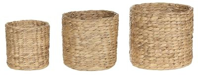 Beliani Set di 3 vasi per piante in giacinto d'acqua chiaro