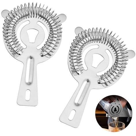SwirlColor Cocktail Strainer, 2 Pack in acciaio inox Cocktail Sieve Professionale Bar Strainer Cocktail Strumento di filtraggio per Bar Ristorante Casa -Argento