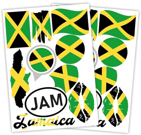 Finest Folia 2er Set DIN A4 Länderaufkleber Fahne Aufkleber Länderfahne Flagge für Auto Motorrad Sticker Länderflagge selbstklebend wetterfest R217 (27 Jamaika)