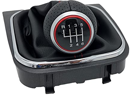 Auto Schaltknauf Für VW Für Golf 5 MK5 R32 Für GTI 2004 2005 2006 2007 2008 2009 5/6 Geschwindigkeit Auto Schaltknauf Hebel Stick Boot Abdeckung Fall Auto Getriebekopf (Color : 6 Speed)
