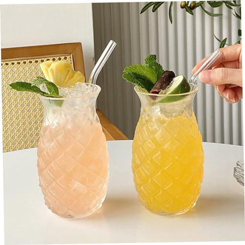 Pastoralist Ananasgläser, 2pcs 480ml Glasananasbecher mit Strohhalmen, Ananasgläser für Cocktails, Tiki -Brillen, Trinkgläser für Bar, Party Weinsaft