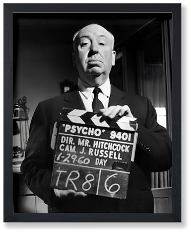 Poster Master Psycho Clapboard Print - Movie Director Poster - Celebrity Portrait Art - Black and White Photography Wall Design - Great Office or Studio Decor - 8x10 UNFRAMED Wall Art